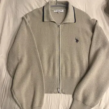 U.S. POLO ASSN. 베이지 집업 니트