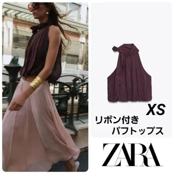 ZARA 리본 포함 퍼프 상의 XS 완판템