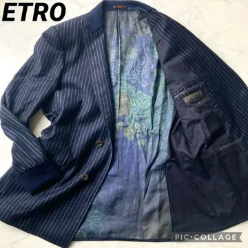 새상품급 레어 XL ETRO 테일러드 자켓 네이비 리브 포함