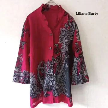 릴리안 뷰티 Liliane Burty 빨간색과 블랙 꽃무늬 긴팔 셔츠 L