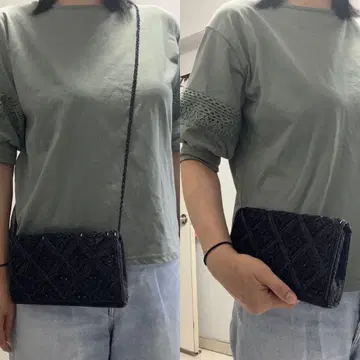 비즈 장식 블랙 클러치백