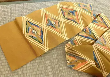 학 마주보는 학 경사 평상복 염색 오비 나고야 오비