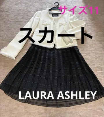LAURA ASHLEY 쉬폰 플리츠 스커트 블랙 사이즈 11