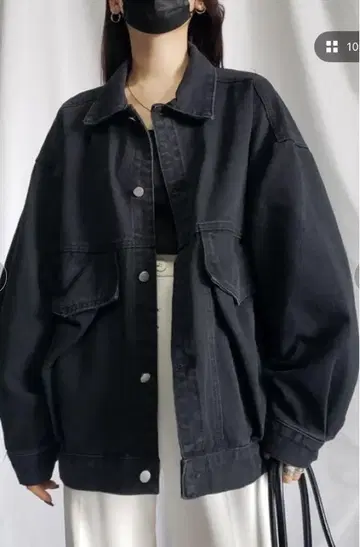 오버 사이즈 블랙 데님 자켓