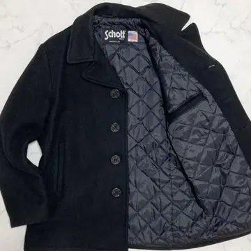 Schott 피코트 남성용 안감 퀼팅 충전솜 울 블랙 40