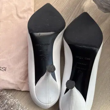 sergio rossi 화이트 가죽 힐 37.5cm