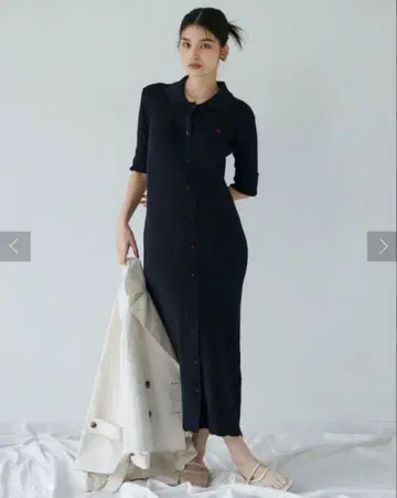 POLO BCS 콜라보 셔츠 카라 니트 원피스