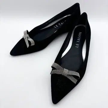 LE TALON 루탈론 플랫 펌프스 리본 블랙 23.5cm