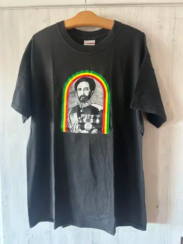 00s 마스터피스 하이 세라시에 티셔츠 라스타 컬러 레게 밴드T