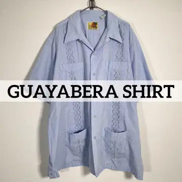 90s 빈티지 GUAYABERA SHIRT 반팔 쿠바 셔츠 블루