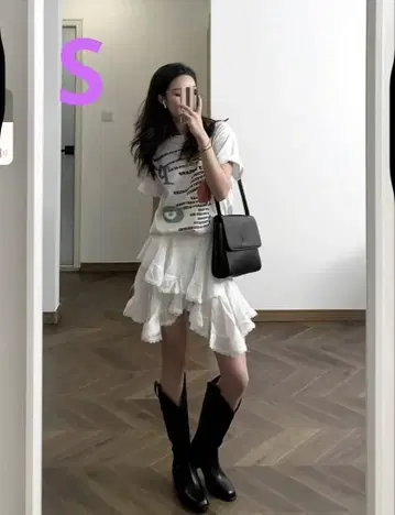 Temu 레듀스 하이웨스트 레이스 프릴 스커트