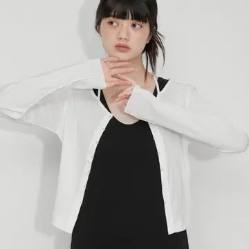 [ 세탁 가능 ] 홀터 후크 티셔츠 가디건 화이트
