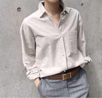 Spick & Span 옥스 펄 버튼 셔츠 베이지