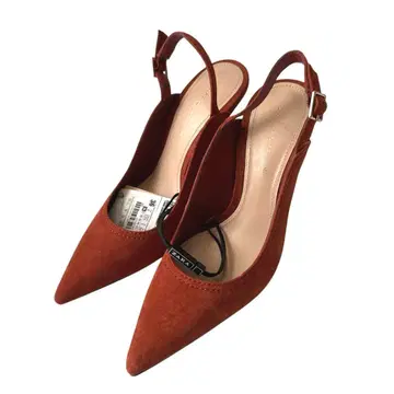 ZARA 브라운 스웨이드 스틸레토 하이힐 36