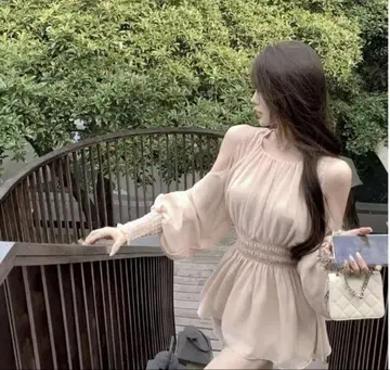 알리익스프레스 원피스 오프숄더 허리 마크 상의 왕홍
