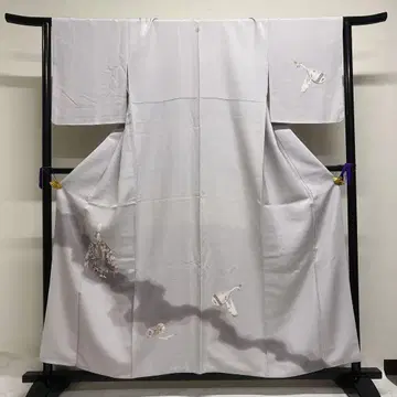 츠케사게 지문 히토츠몬 비파 북 이칸 인물 무늬 모노톤 기모노 043t