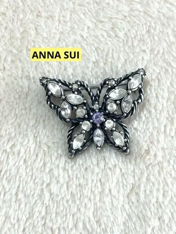 안나수이 ANNA SUI 버터플라이 브로치 나비 퍼플 x 클리어 스톤