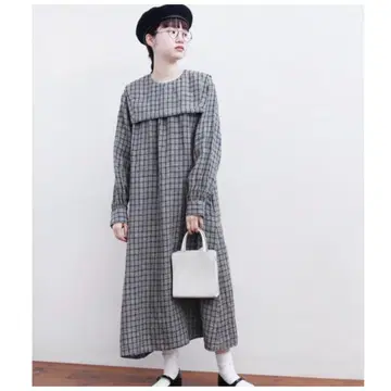 fig London 모닝 린넨 세일러 롱 원피스