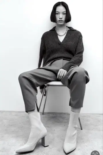 미사용 새상품 패브릭 힐 숏부츠 ZARA 37
