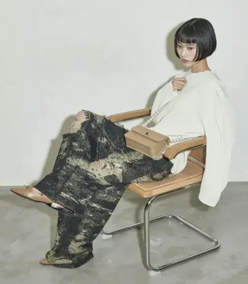 [새상품] THE YOn 크러쉬 데님 와이드 팬츠 M 블랙