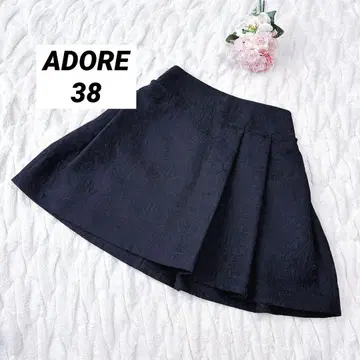 ADORE 어도어 자카드 플리츠 스커트 미니 기장 블랙 38 M