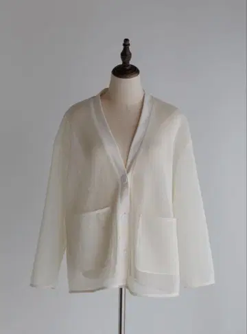 pois double mesh Cardigan [ white ]