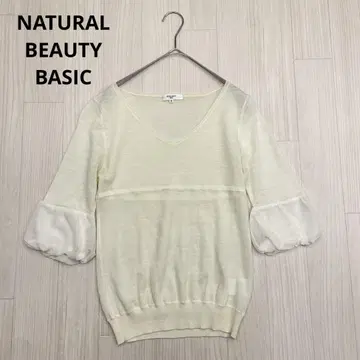 NATURAL BEAUTY BASIC V넥 니트 실크슬리브
