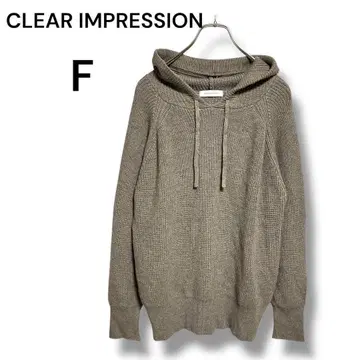 CLEAR IMPRESSION 니트 후드티 브라운 F 소매 슬릿 가을