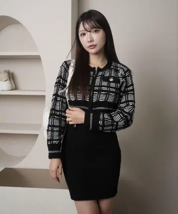 트위드 앙상블 니트 원피스