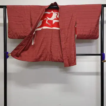 겉옷 학 홍백 와인 레드 기모노 072t