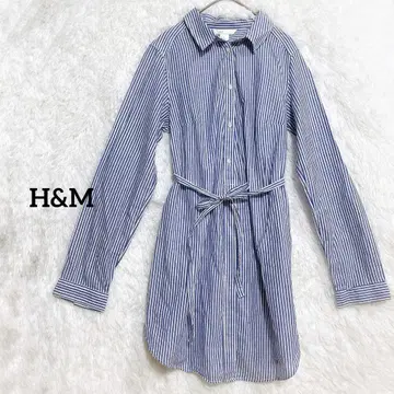 [ H&M ] 마터니티 원피스 스트라이프 패턴 허리 끈 포함 캐주얼 코디