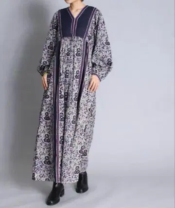 새상품급 누키테파 코튼 보일 에스닉 프린트 드레스 타카야마 미야코 착용