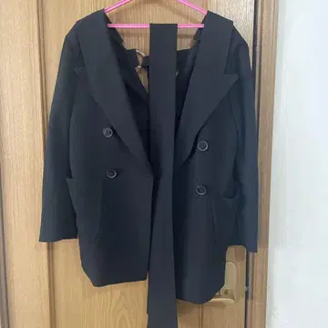 searoomlynn 블랙 테일러드 자켓 허리 리본 포함