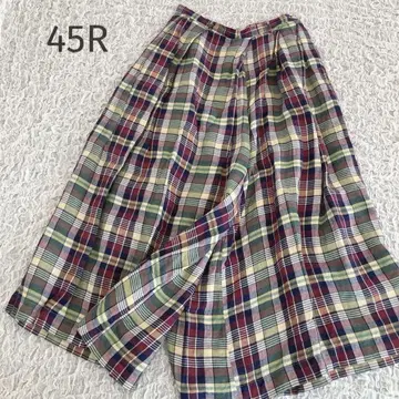 새상품급 45R 린넨 와이드 팬츠 체크 size 3