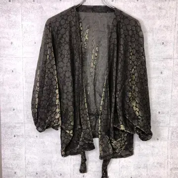 모던 인디 시리즈 구제 의류 골드 라메 도트 메쉬 가디건