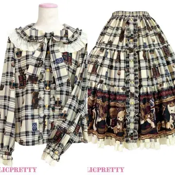 AngelicPretty British Bear 블라우스 캉캉 스커트