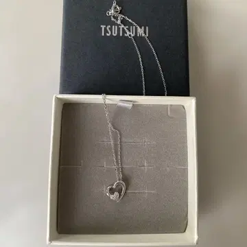 츠츠미 TSUTSUMI 하트형 목걸이 K10 화이트 골드 다이아