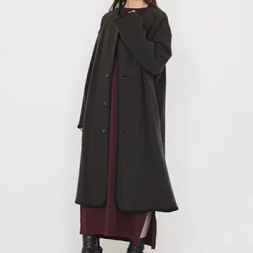 새상품급 울 더블 저지 노카라 코트 MACPHEE