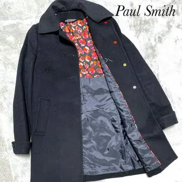 Paul Smith 울 체스터 코트 롱 꽃무늬 블랙 38