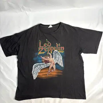 구제 의류 90s LED ZEPPELIN 락 밴드 데미지 T셔츠