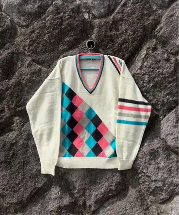 90s V넥 아크릴 니트 대만제