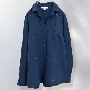 비치 런치 라운지 오픈 카라 셔츠 하트 면 100% S [ a929