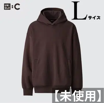 UNIQLO :C 맨투맨 오버 사이즈 풀 후드티 다크 브라운 L 사이즈