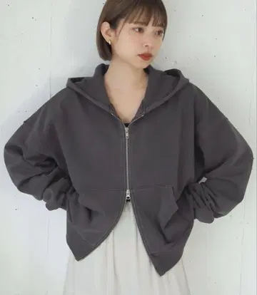 tiptop 빈티지 가공 더블 지퍼 후드티