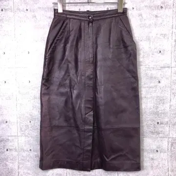 레트로 Liu Chantant 구제 의류 가죽 타이트 실루엣 스커트