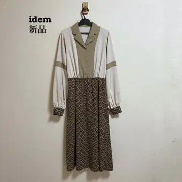 새상품 idem 패턴 절개 오픈 카라 셔츠 원피스