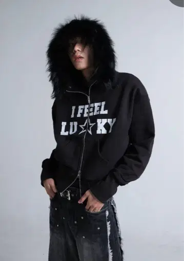 I FEEL LUCKY 후드 부착 후드티