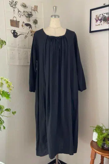 네스트로브 린넨 100% 개더 원피스 제품 염색