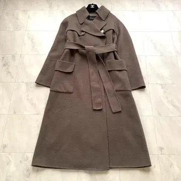 그레이스 콘티넨탈 가운 트렌치 리버 코트 골드 버튼 캐시미어 36