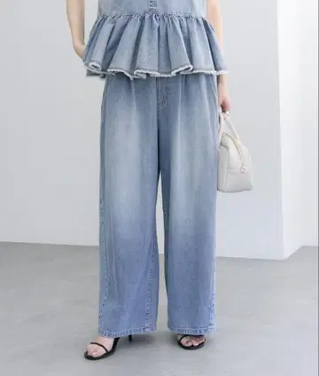 PUAL CE CIN [ 25th ] 면린넨 데님 이지 팬츠 블루
